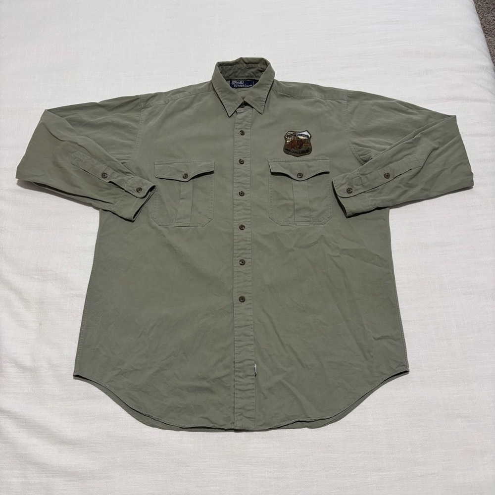 Vintage Polo Ralph Lauren Polo Outdoorsman Bear Patch Button Down Shirt